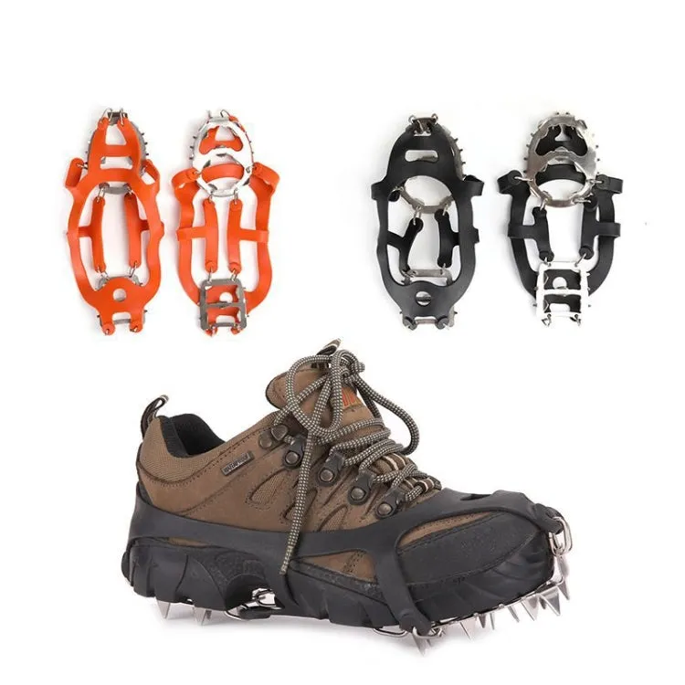 1 Pair  18 Large Spikes Crampons Outdoor Winter Walk Ice Fishing Snow Shoe Spikes,Size:  L Orange