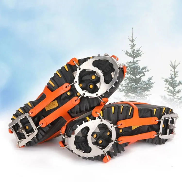 1 Pair  18 Large Spikes Crampons Outdoor Winter Walk Ice Fishing Snow Shoe Spikes,Size:  L Orange