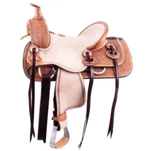 12" DOUBLE T YOUTH ROPING SADDLE - BASKETWEAVE TOOLING