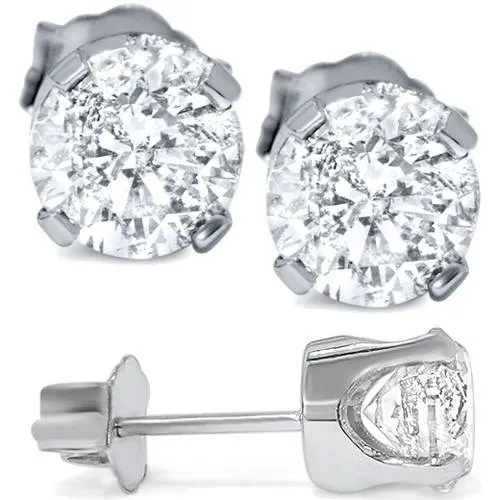 1.55Ct Diamond Studs & Earring Halo Jackets 14K White Gold