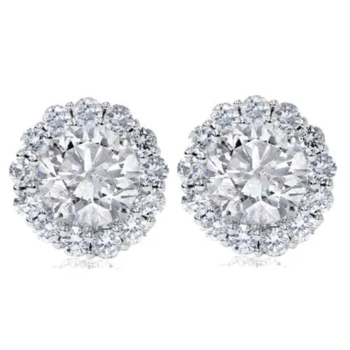 1.55Ct Diamond Studs & Earring Halo Jackets 14K White Gold