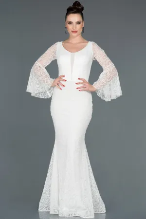 15997 Off-White Spanish Sleeve Embroidered Tulle Dress