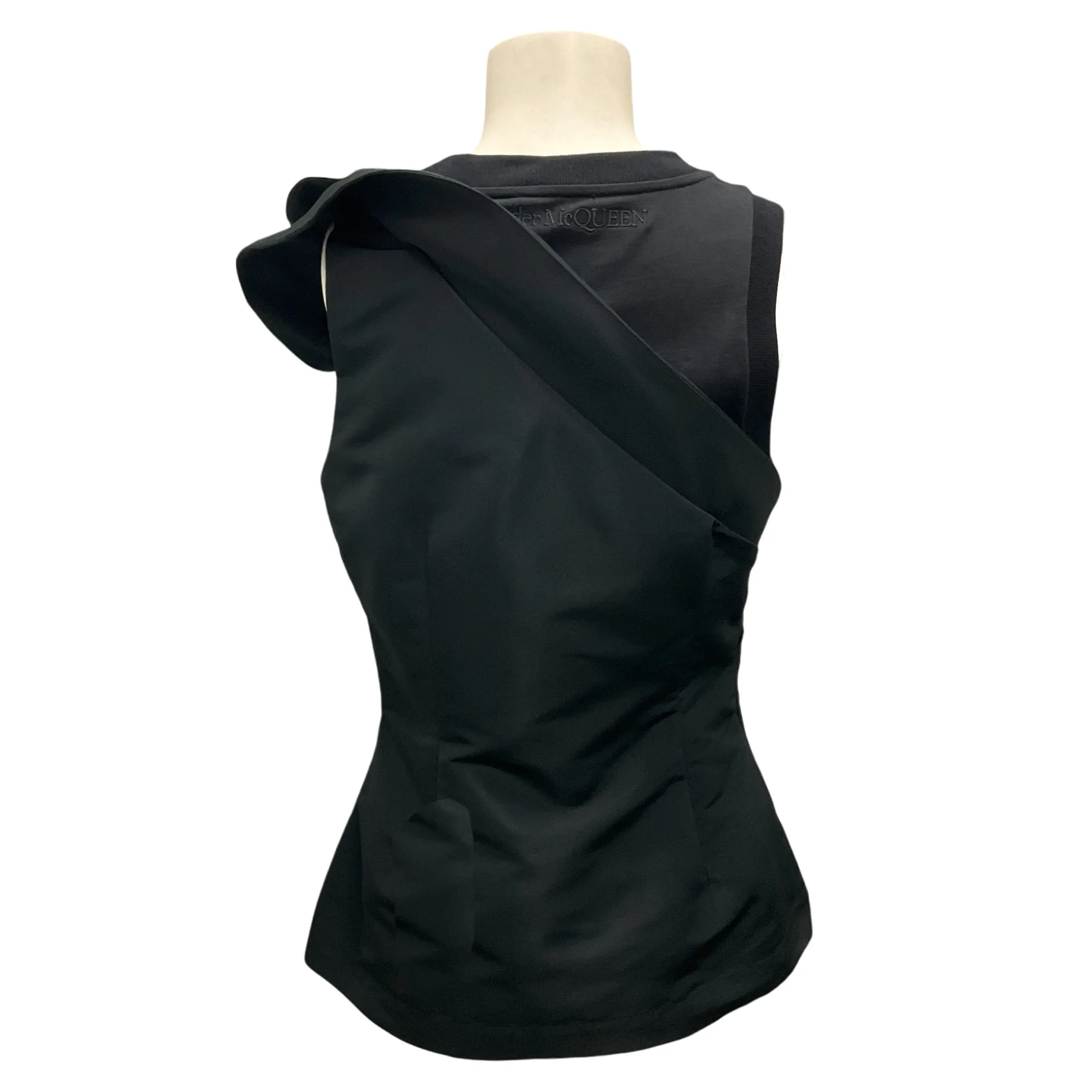 Alexander McQueen Black 2023 Asymmetric Sleeveless Top