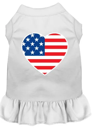 American Flag Heart Screen Print Dress White Sm (10)