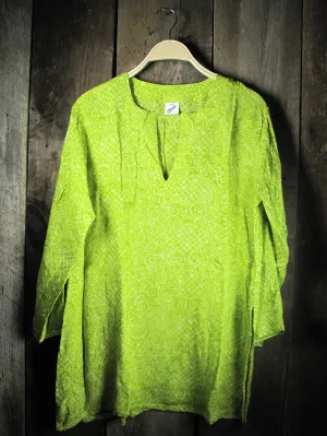 Batik Tunic in Lime Green Sea