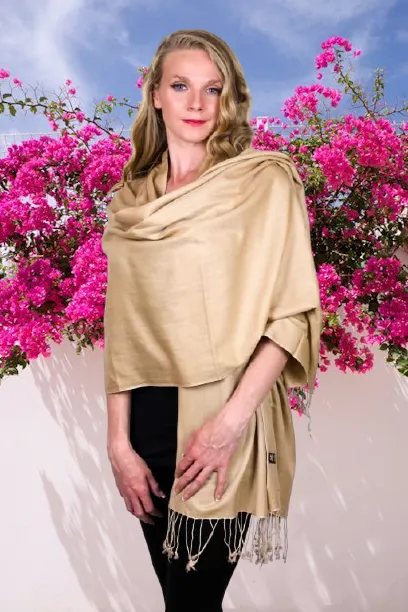 Beige Pashmina Shawl 70% Cashmere 30% Silk