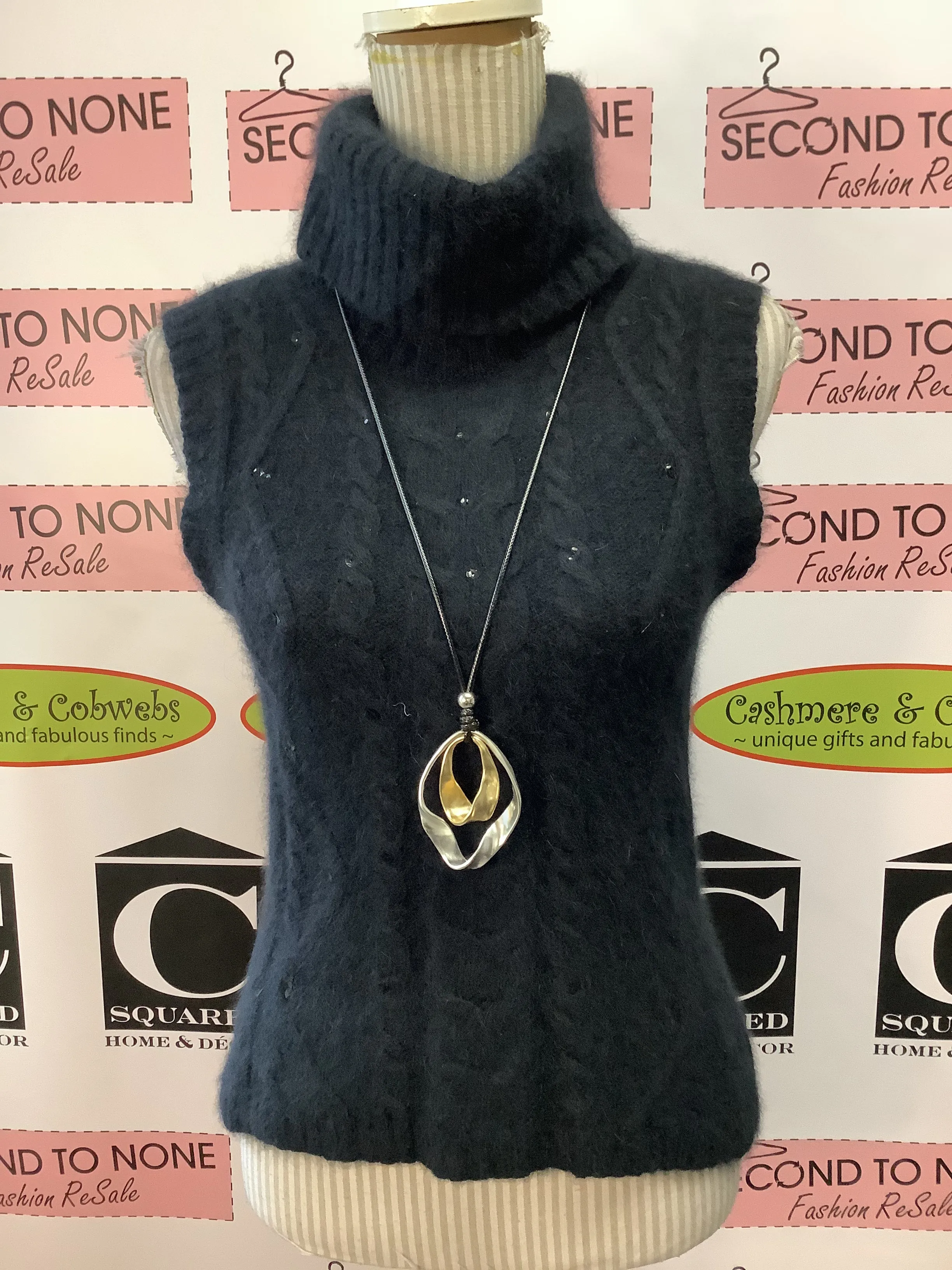 Black Angora Blend Knit Tank (Size M)