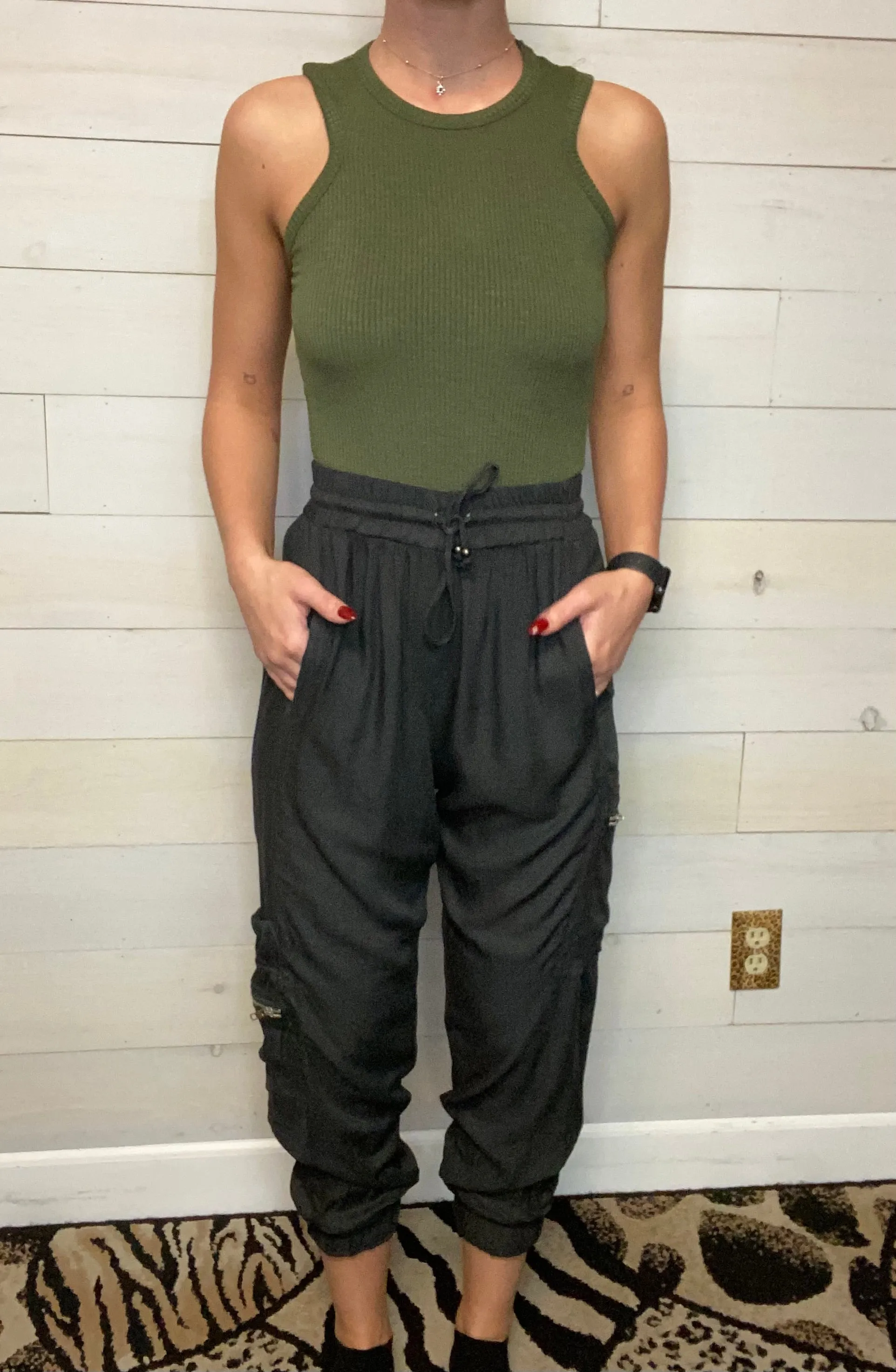 Black Cargo Jogger Pants