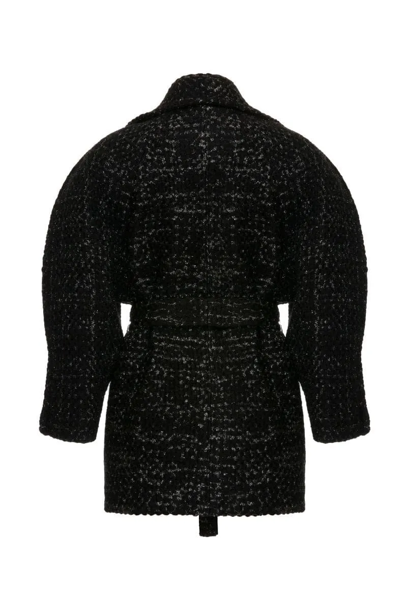 BLACK TWEED WOOL-BLEND JACKET