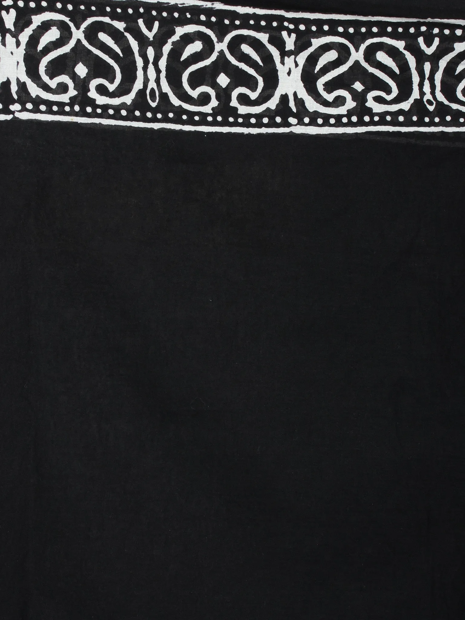 Black White Cotton Hand Block Printed Saree in Natural Colors - S03170522