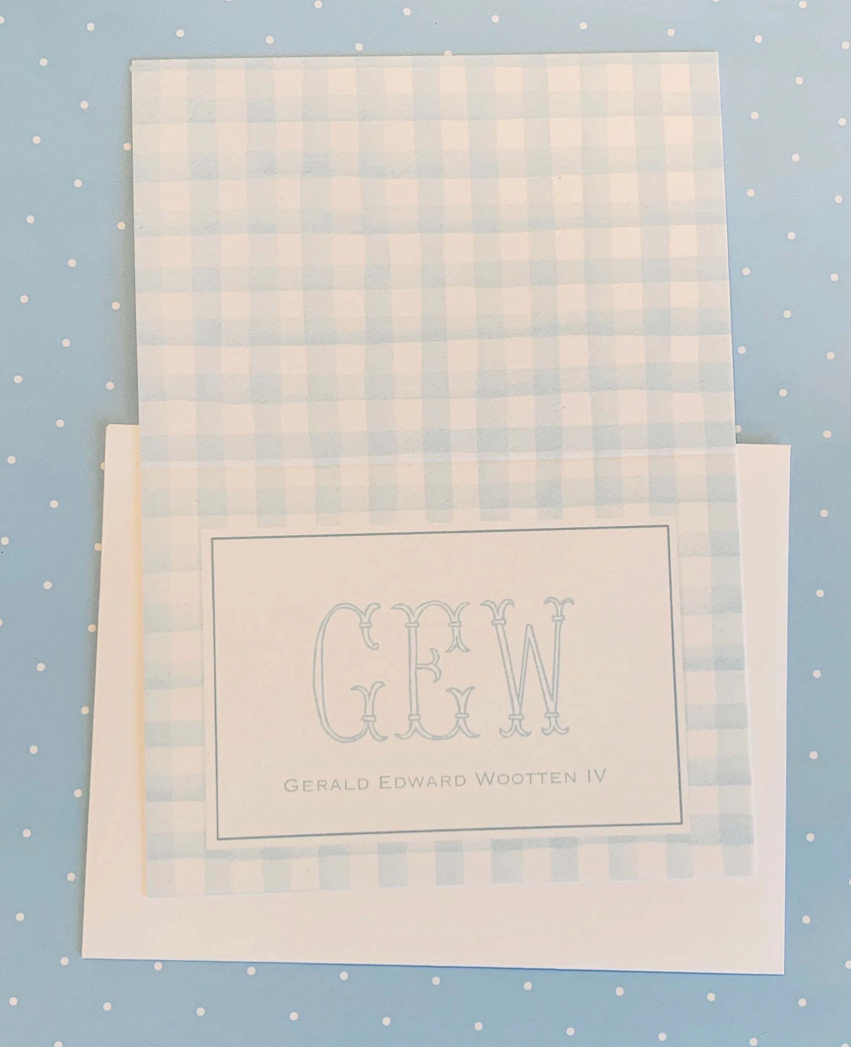 Blue Gingham Folded Notes Set