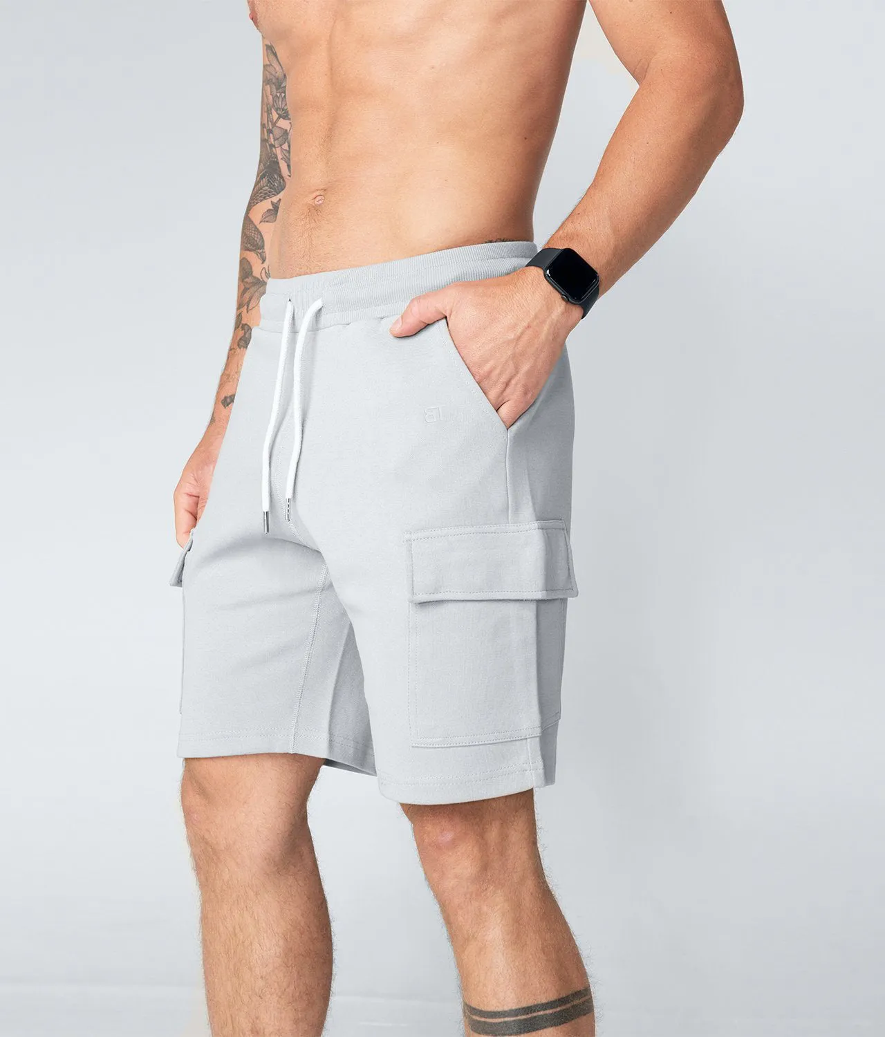 Born Tough Zippered Gray Running Cargo Shorts for Men