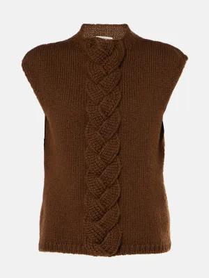 Braided wool-blend sweater vest