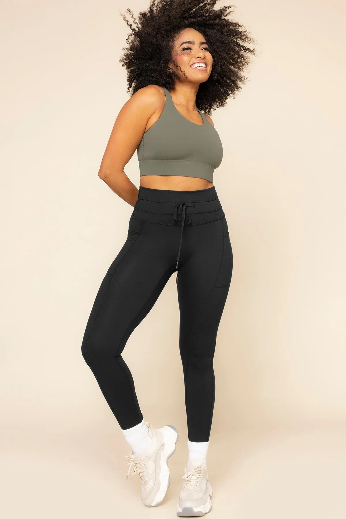 Cargo Leggings with Pockets - Black