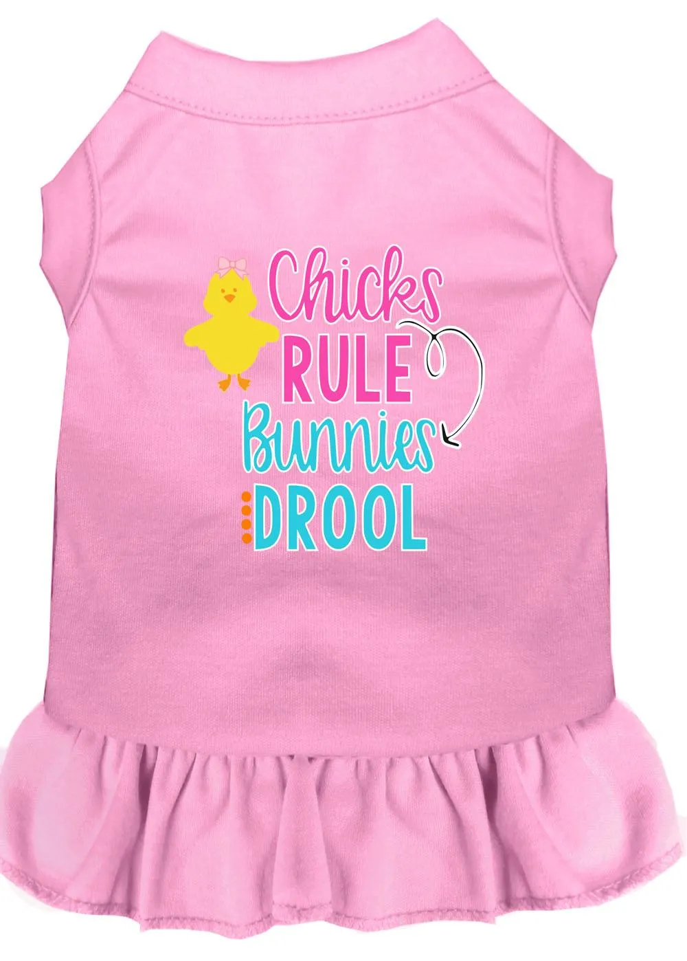 Chicks Rule Screen Print Dog Dress Light Pink Xl (16)