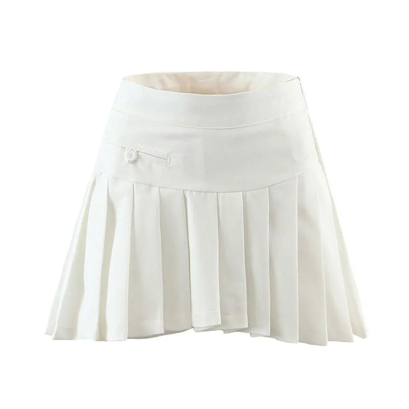 Classic Pleated A-line Mini Skirt with Side Zipper