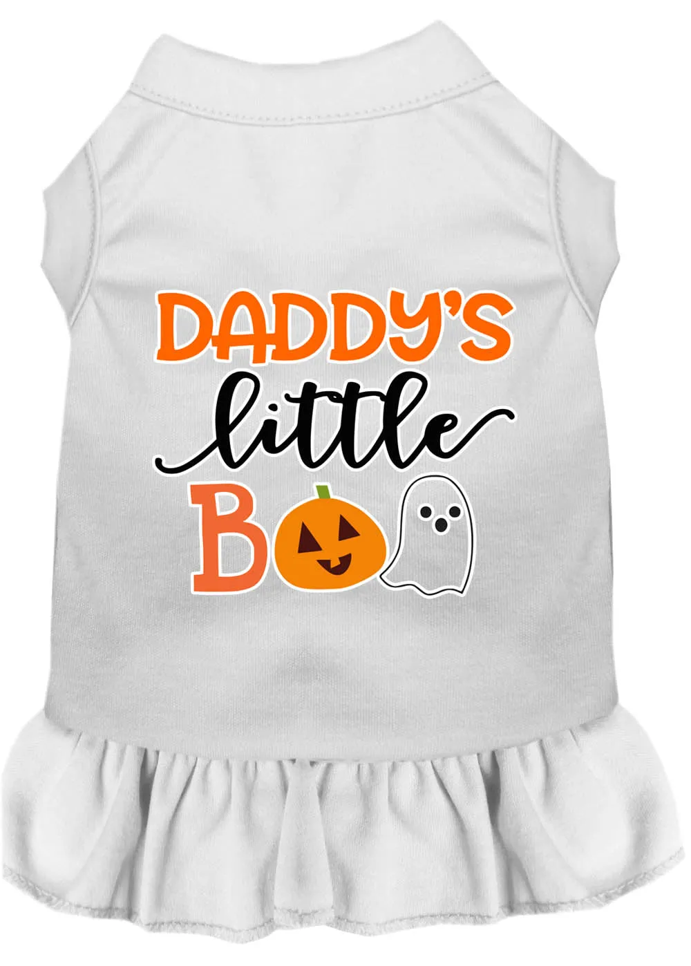 Daddy's Little Boo Screen Print Dog Dress White Xxl