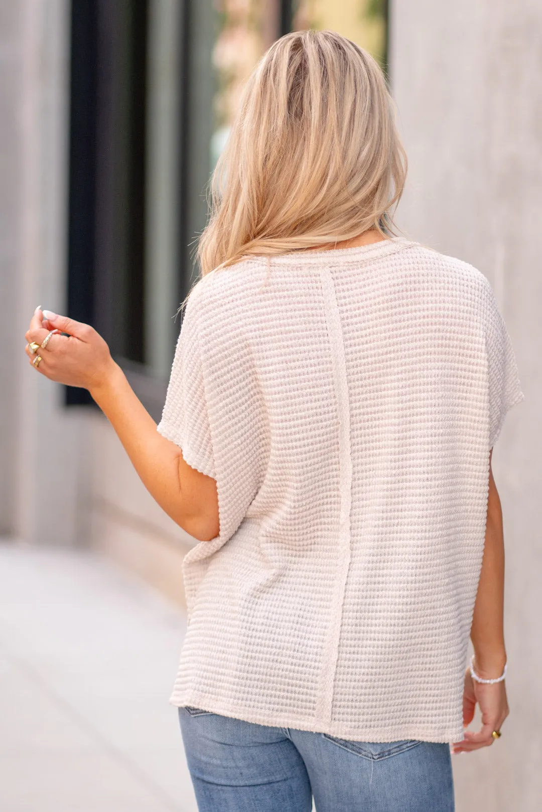 Dolman Short Sleeve Jacquard Sweater