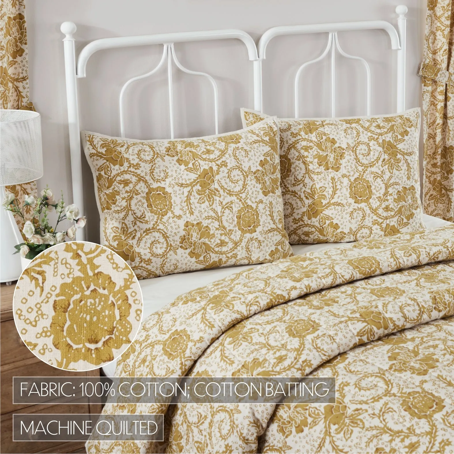 Dorset Gold Floral Standard Sham 21x27