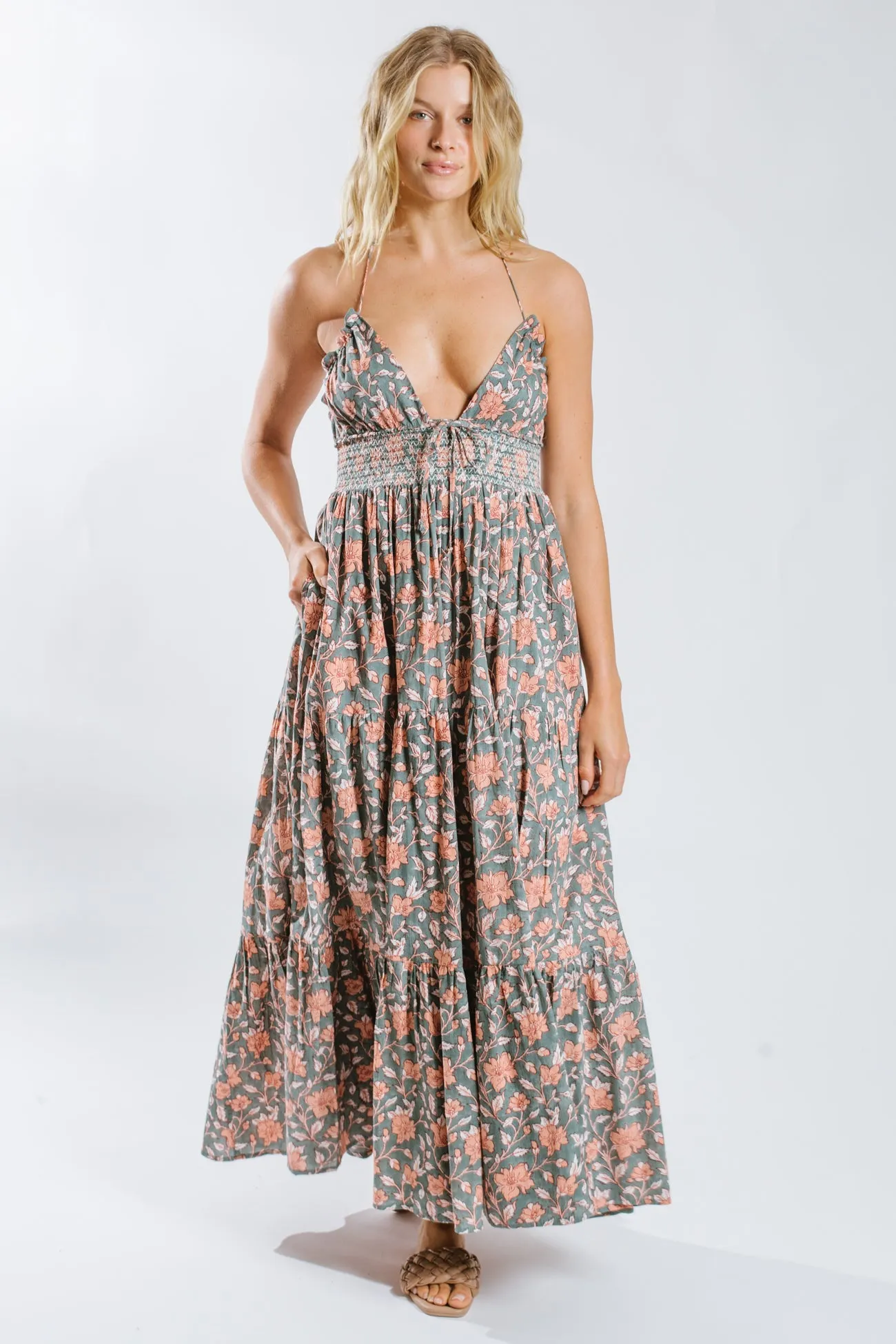 Eshika Spaghetti Halter Maxi Dress