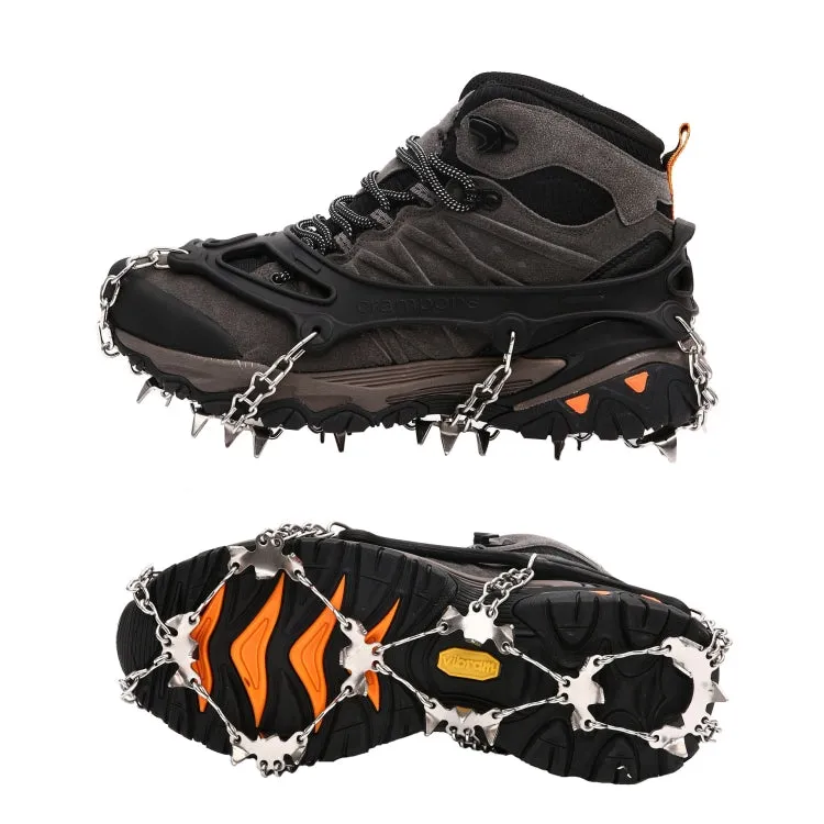 F26-2 26 Teeth Snow Mountain Non-slip Shoes Cover 201 Stainless Steel Ice Claws, Size: L Black