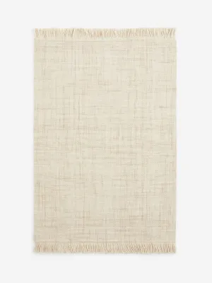 Fringed wool-blend rug