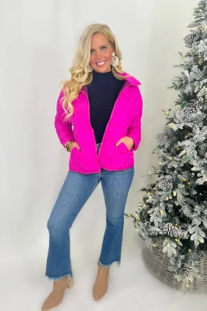 Fuchsia Quilted Puffer Jacket