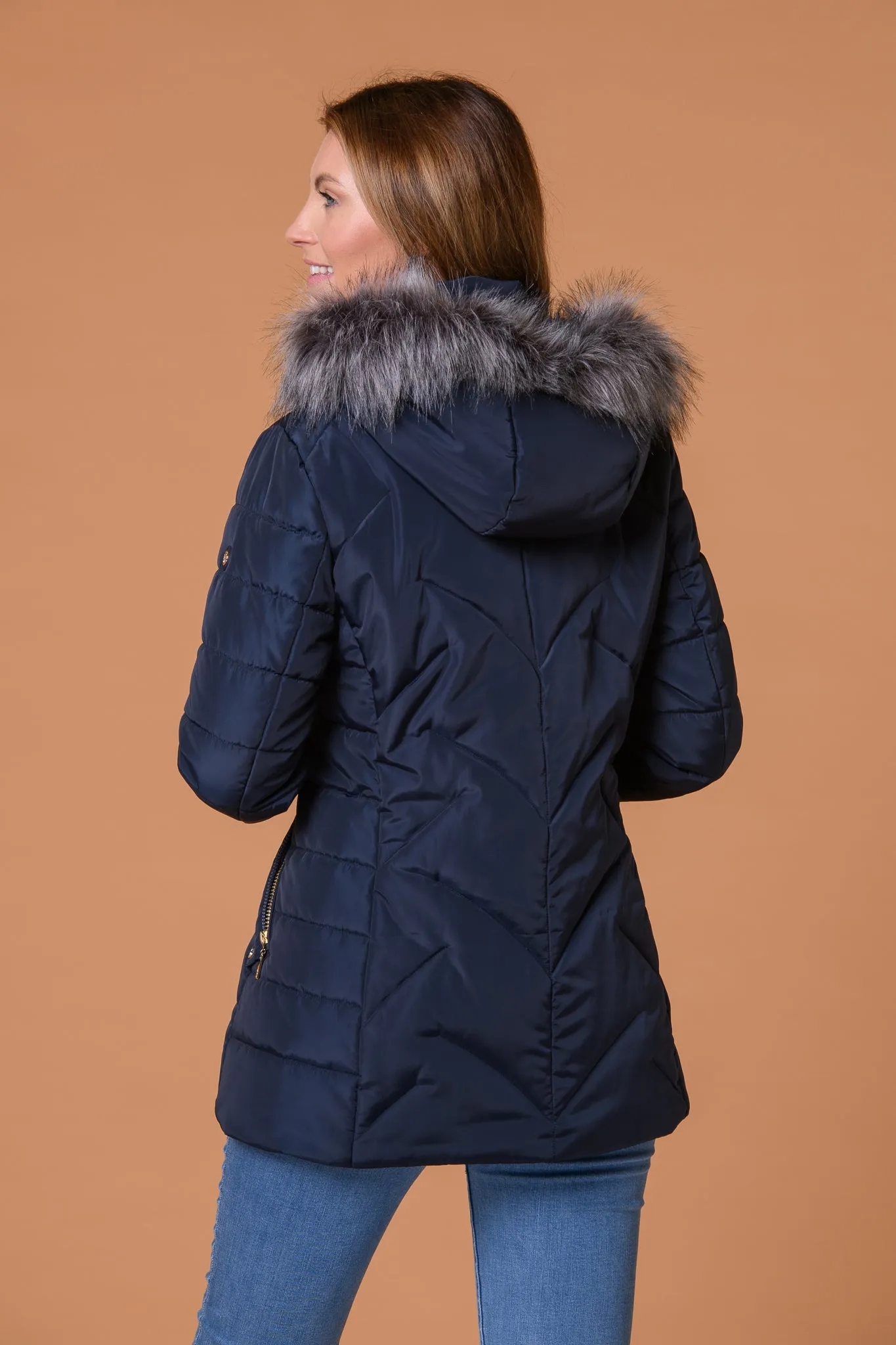 Fur Trim Quilt Jacket