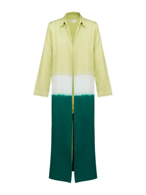 Green cotton-silk satin coat