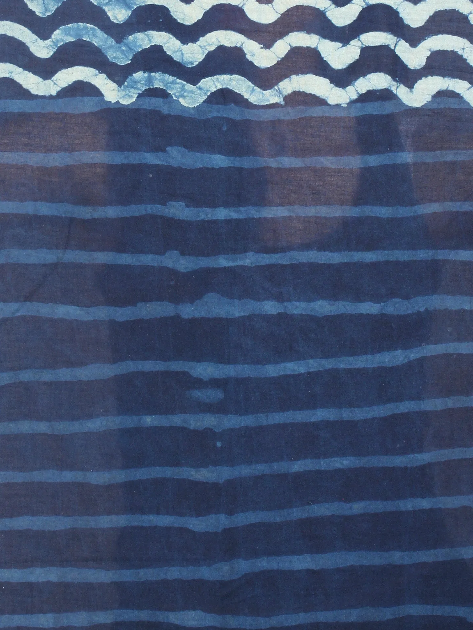 Indigo White Cotton Hand Block Printed Saree - S03170621