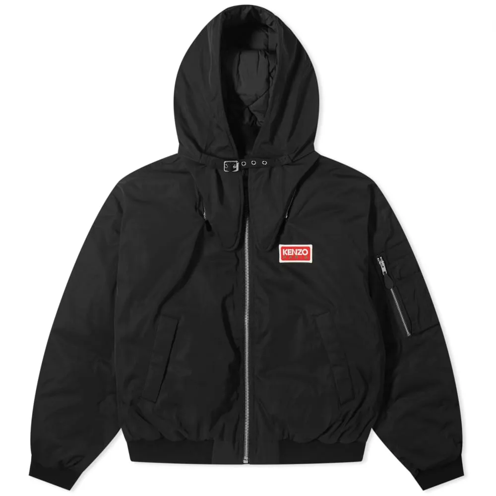 Kenzo short parka with hood, black