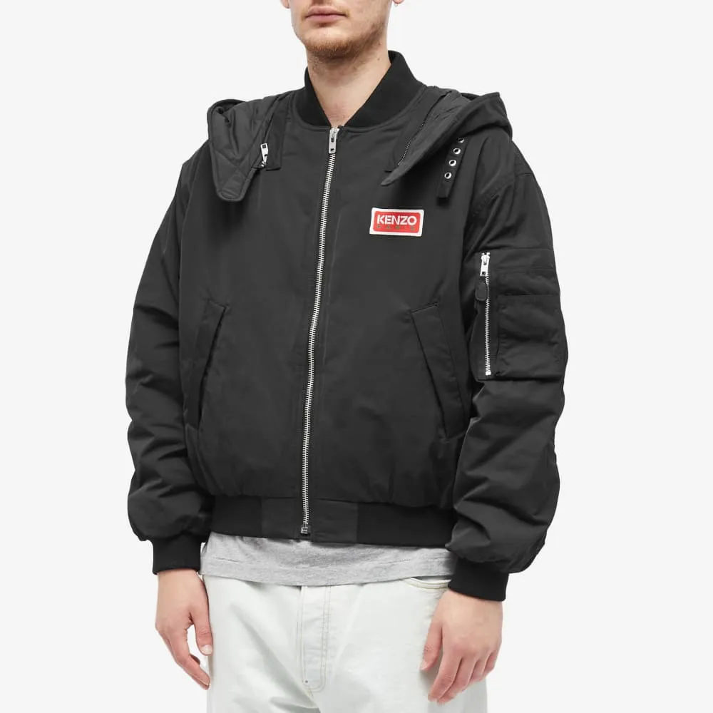 Kenzo short parka with hood, black