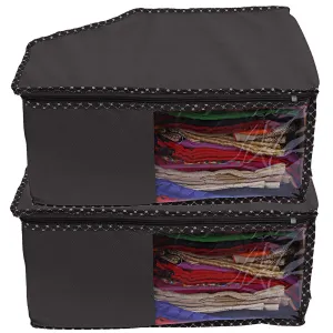 Kuber Industries Non-Woven 2 Pieces Non Woven Blouse Cover Set, Black,W-27 Cm, H-20 Centimeters