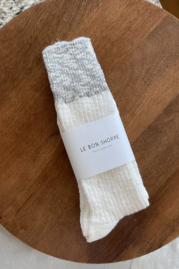 Le Bon  Shoppe Colour Block White Linen / Grey Cottage Socks