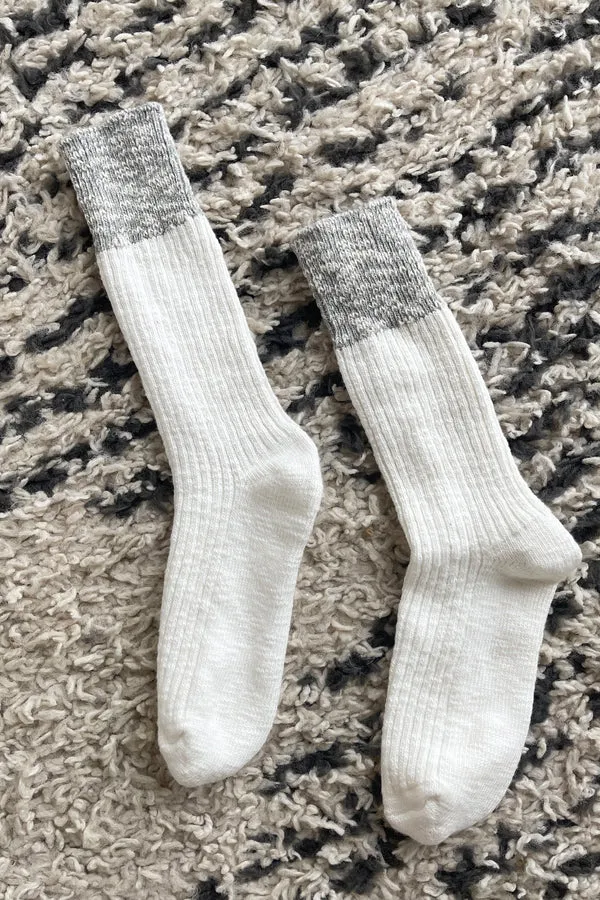 Le Bon  Shoppe Colour Block White Linen / Grey Cottage Socks