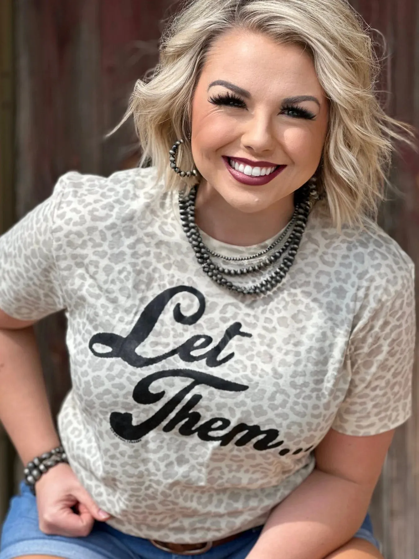 Let Them Graphic Tee Natural Leopard