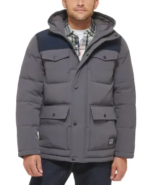 Levi's Men's Quilted Parka with Four Pockets and Hood