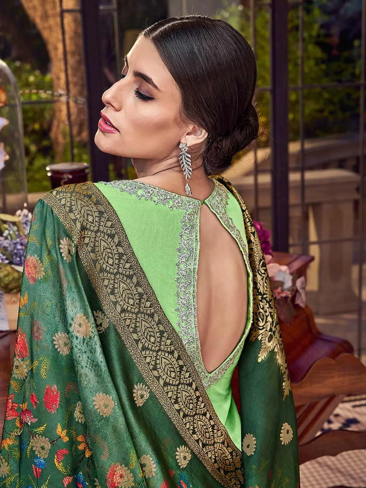 Light Green Multi Embroidered Lucknowi Sharara Palazzo Suit