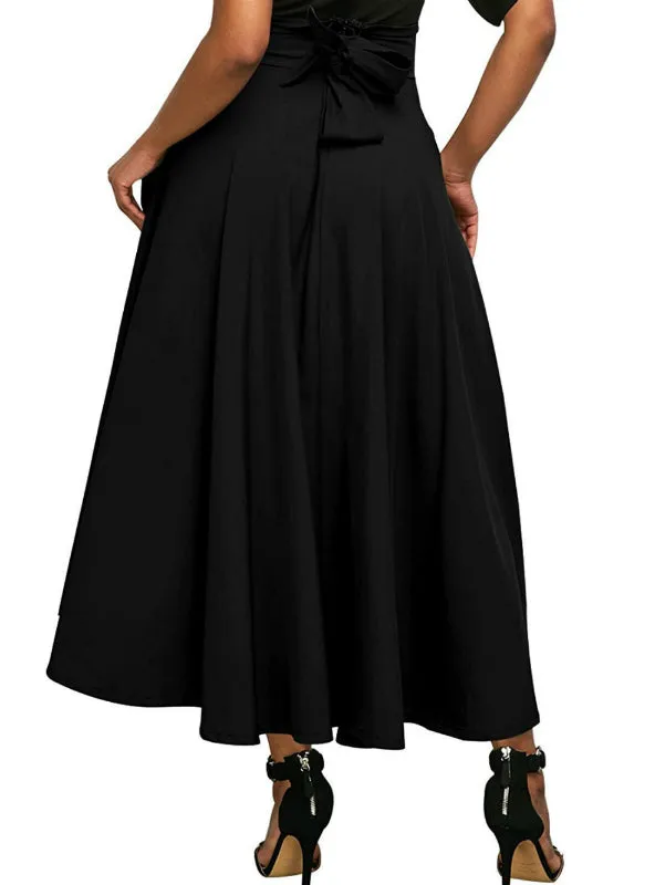 Long Skirt With Pocket High Quality Solid Ankle-Length