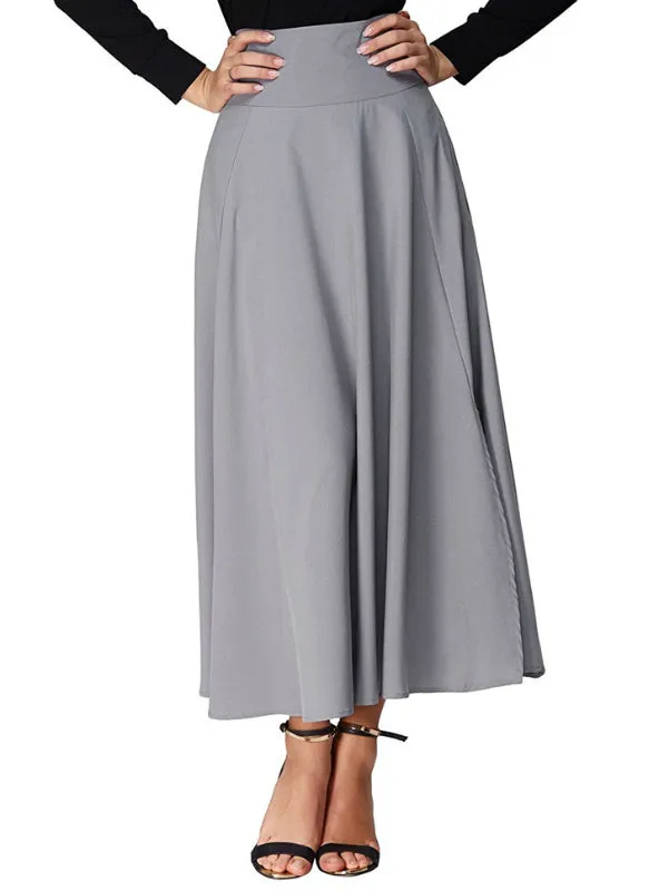 Long Skirt With Pocket High Quality Solid Ankle-Length