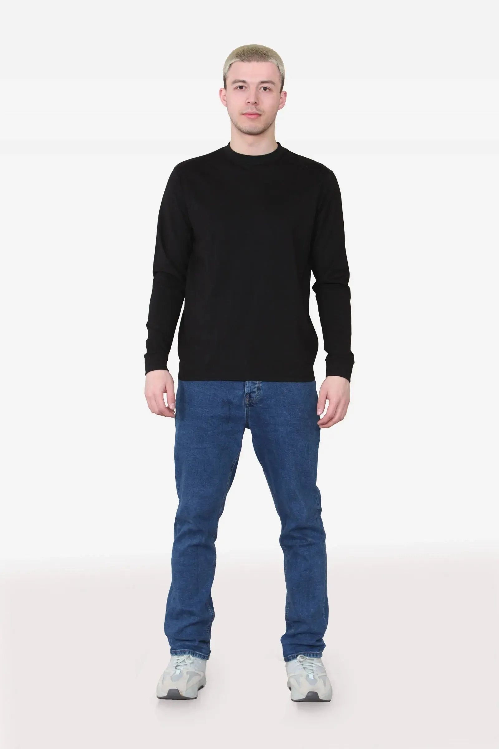 Long Sleeve Crew Neck T-shirt - Black For Men