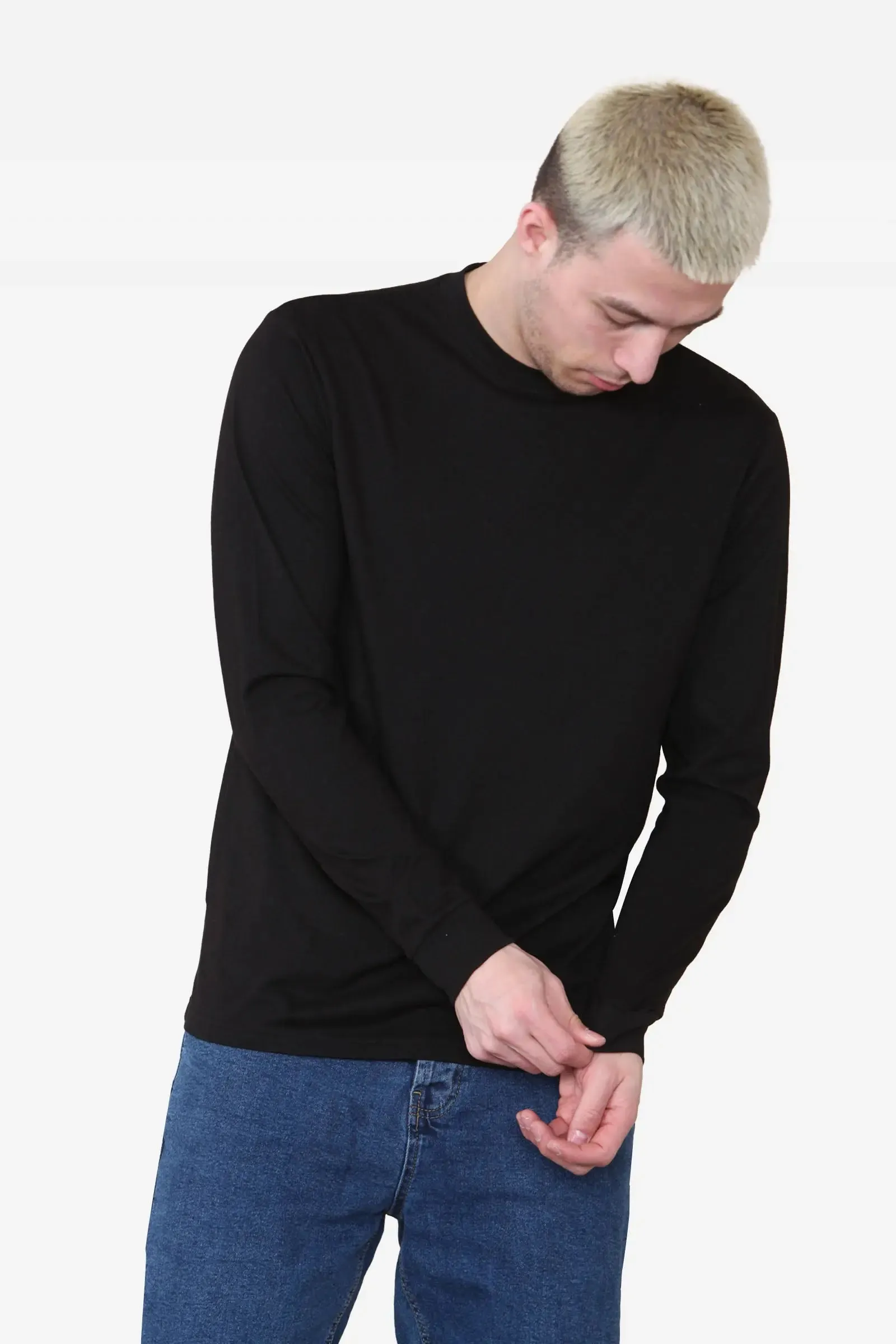 Long Sleeve Crew Neck T-shirt - Black For Men