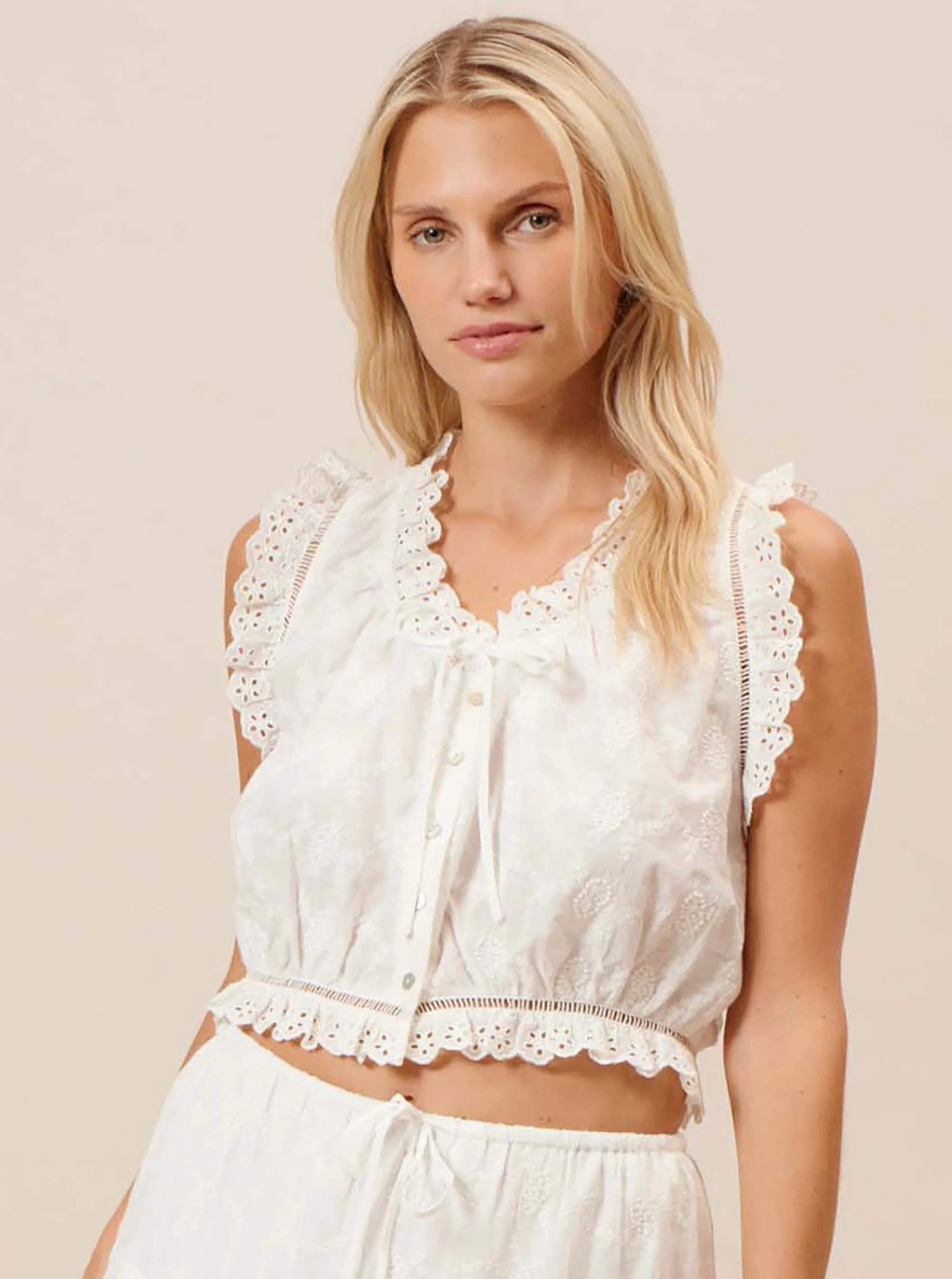 LUCY PARIS Agatha Eyelet Crop Top