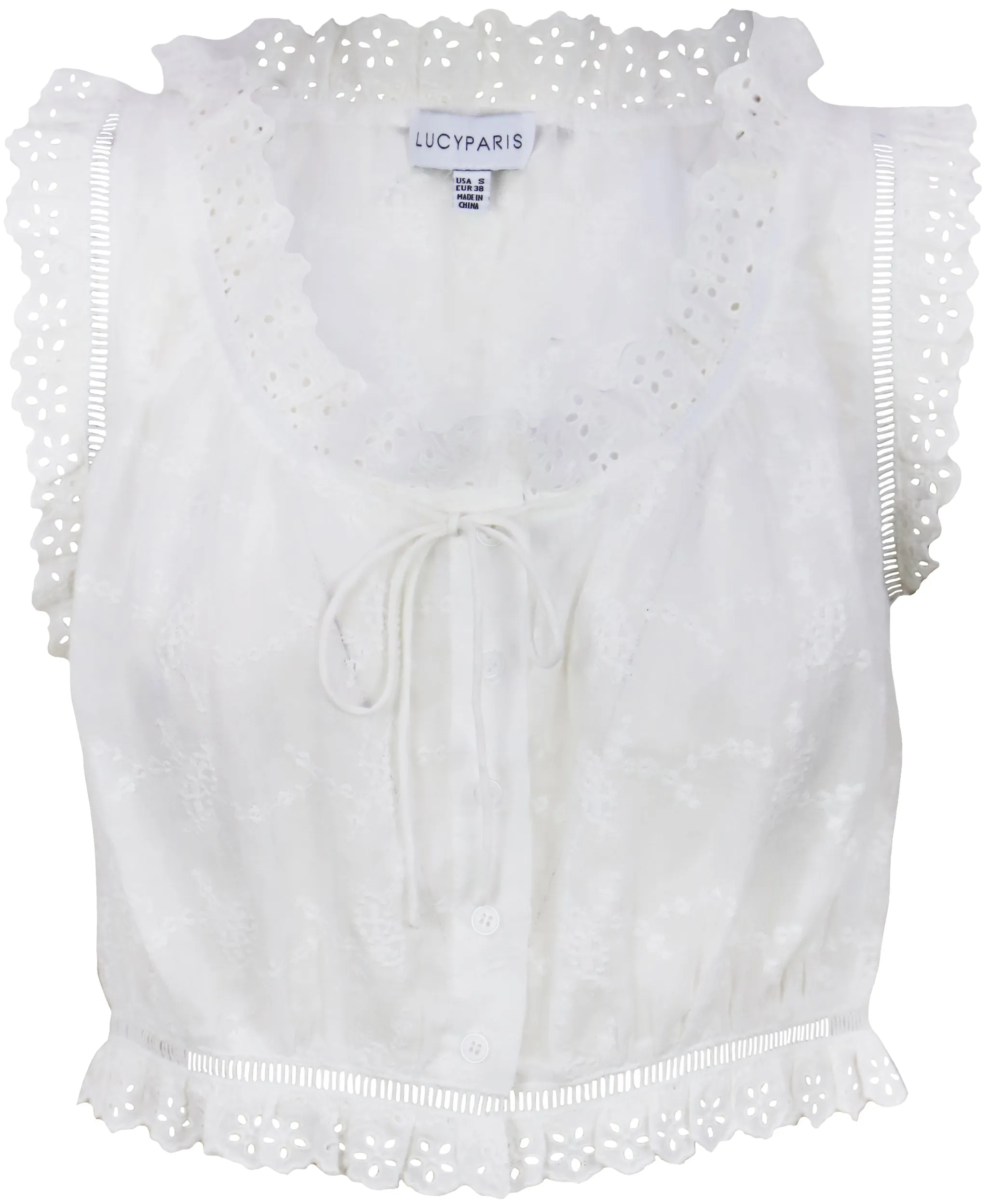 LUCY PARIS Agatha Eyelet Crop Top