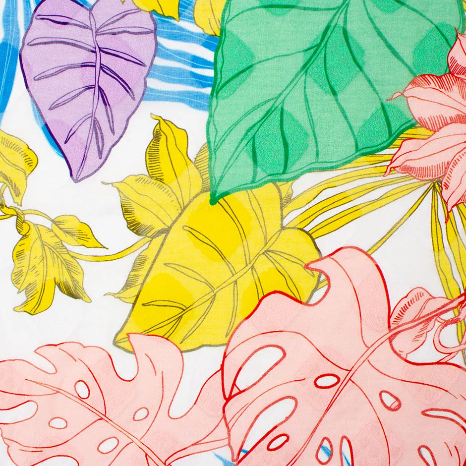 Multi-Coloured Palm Leaf Printed Cotton Voile