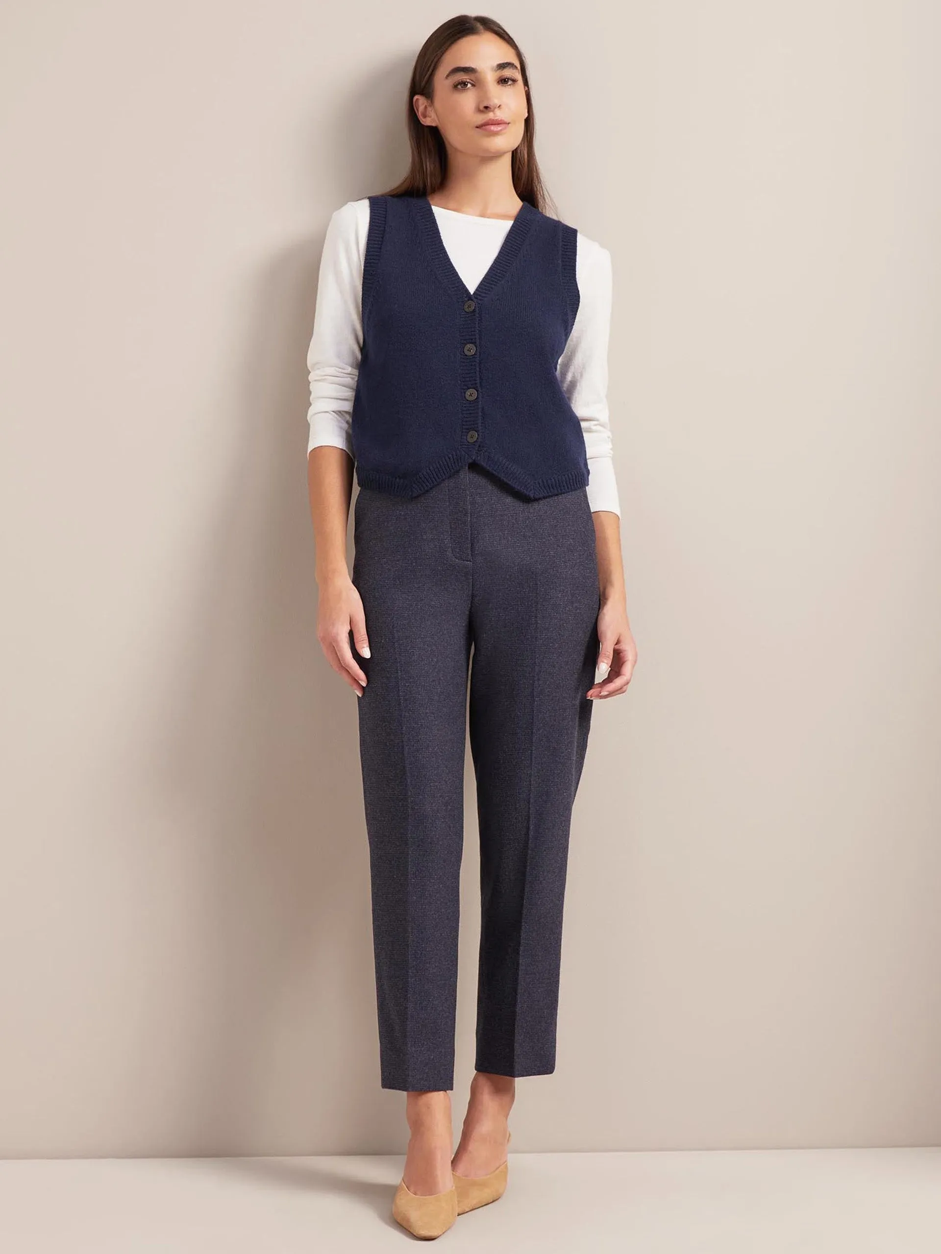 Navy Wesley cashmere blend v neck waistcoat