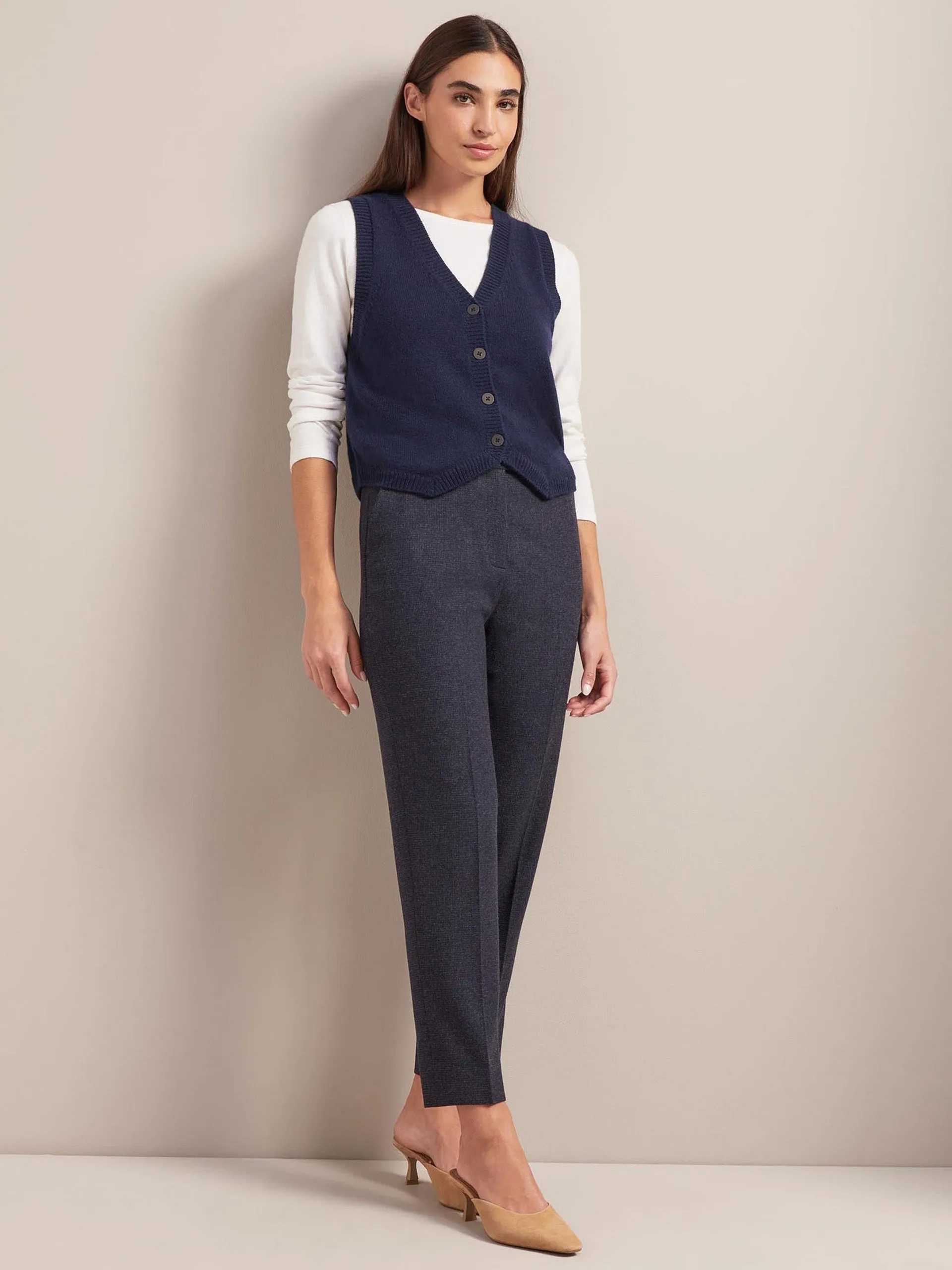 Navy Wesley cashmere blend v neck waistcoat