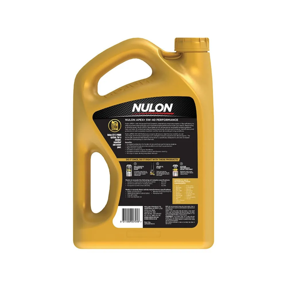 Nulon Apex  5W-40 Full Synthetic Performance Engine Oil - 5L - APX5W40-5