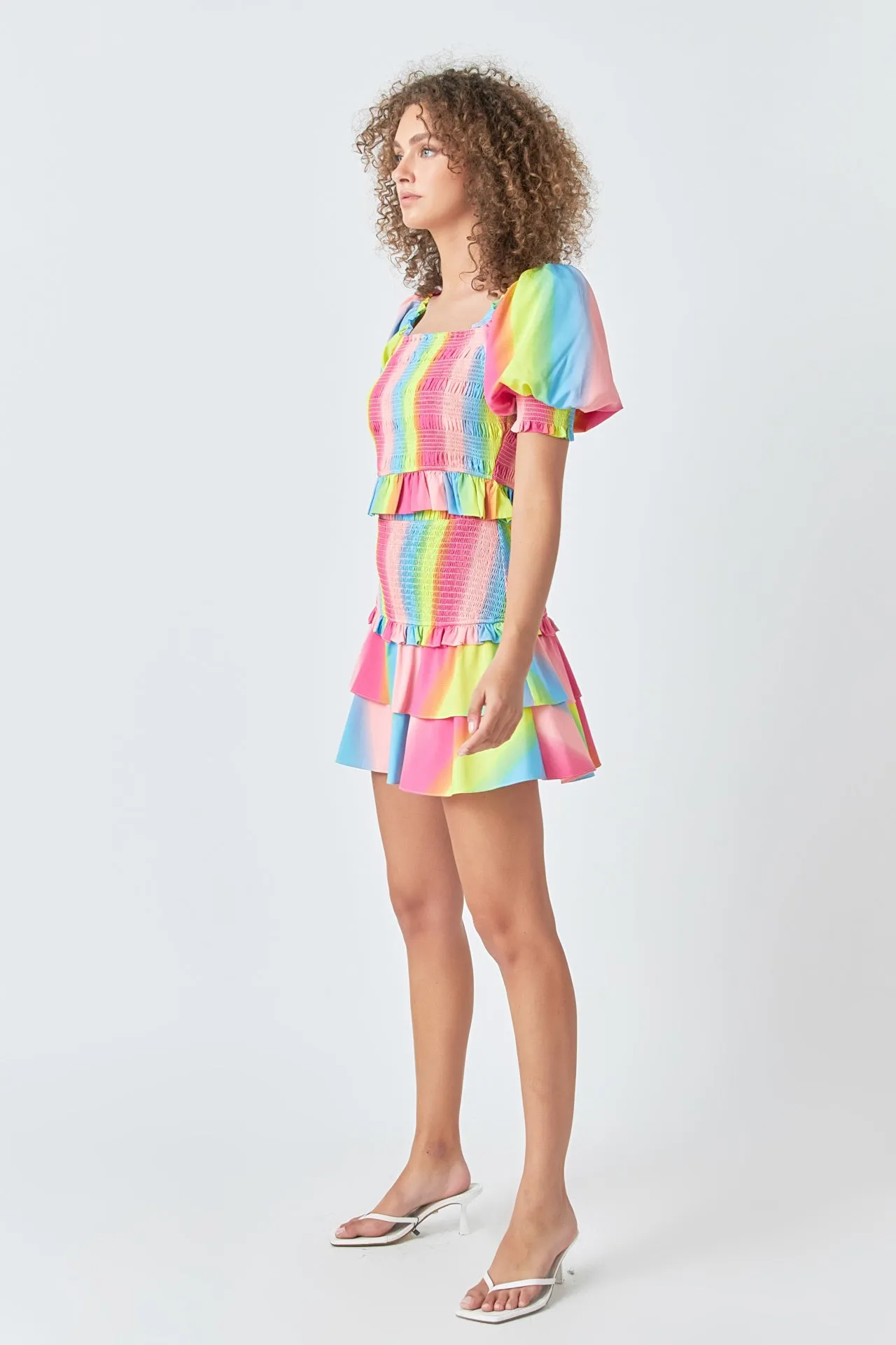 Ombre Stripe Smocked Skirt