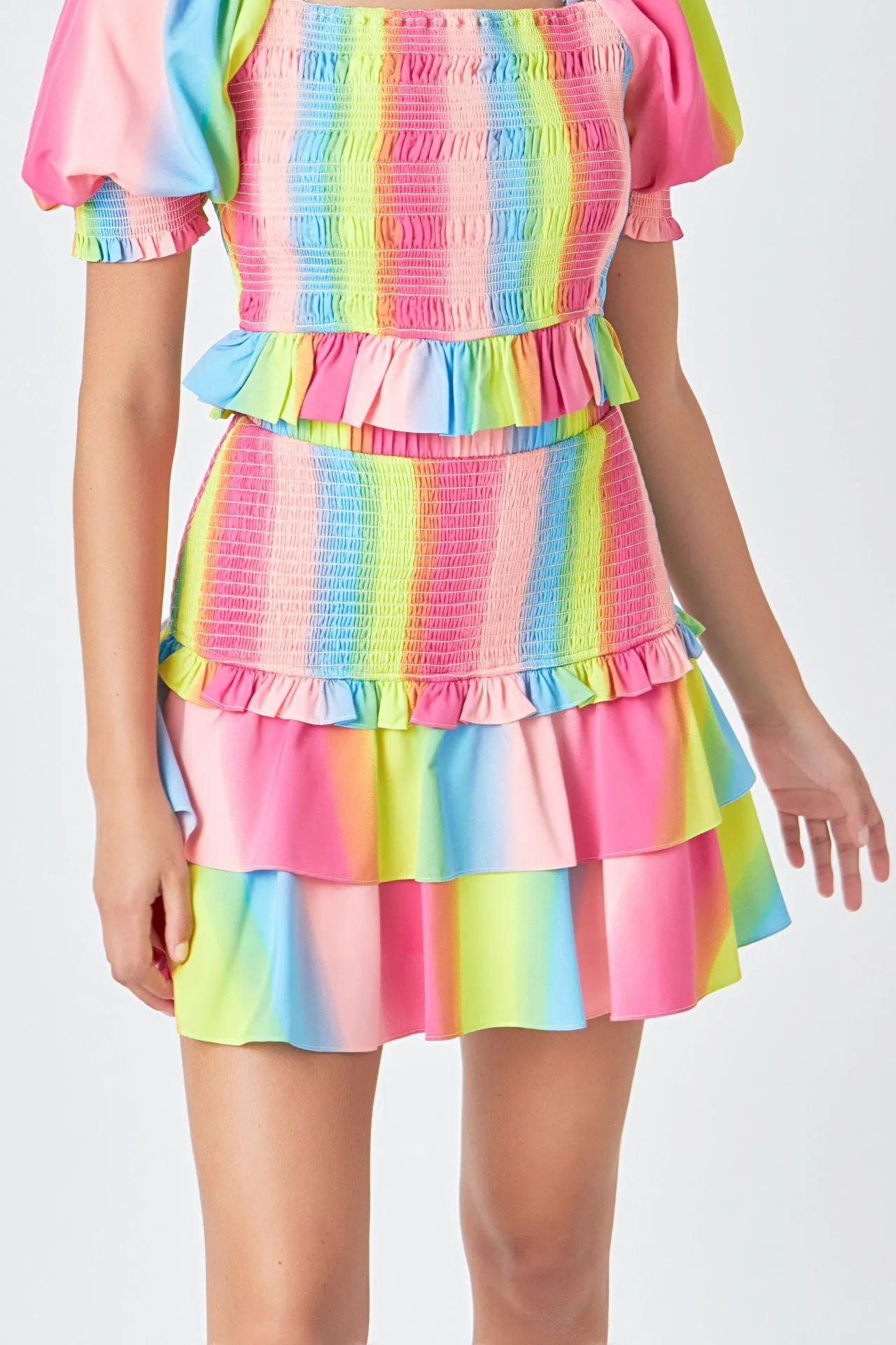 Ombre Stripe Smocked Skirt